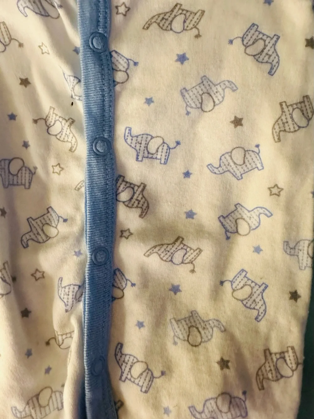 Blue Elephant-Print Baby Footed One-Piece - Soft Cotton
